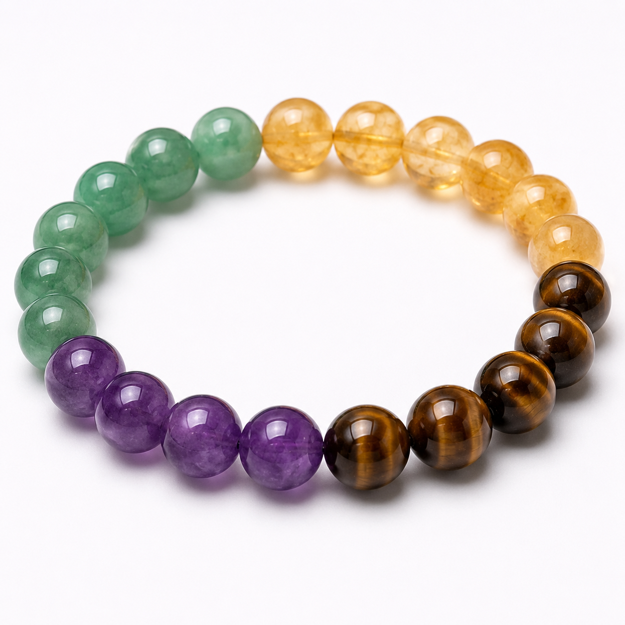 Mulank 5 Mulank 5 Crystal Bracelet – Green Aventurine, Citrine, Tiger Eye & Amethyst - Image 1