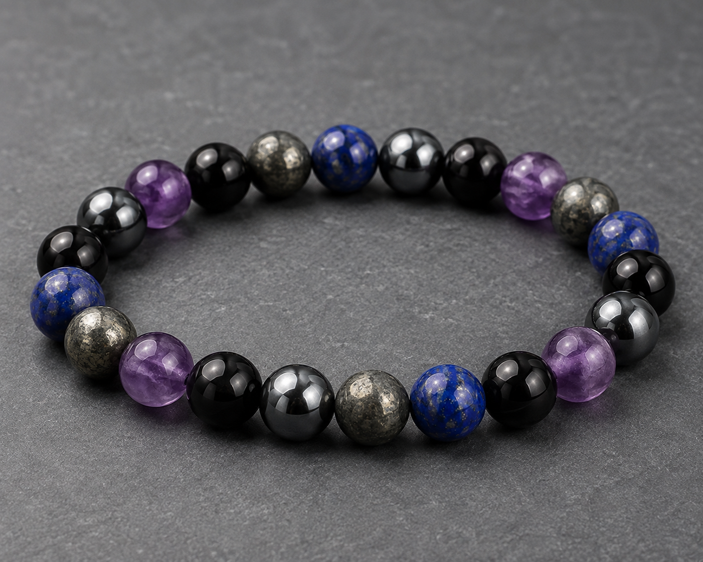 Mulank 8 Mulank 8 Crystal Bracelet – Amethyst, Lapis Lazuli, Hematite & Black Tourmaline - Image 1