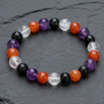 Mulank 9 Crystal Bracelet – Carnelian, Amethyst, Black Obsidian & Clear Quartz